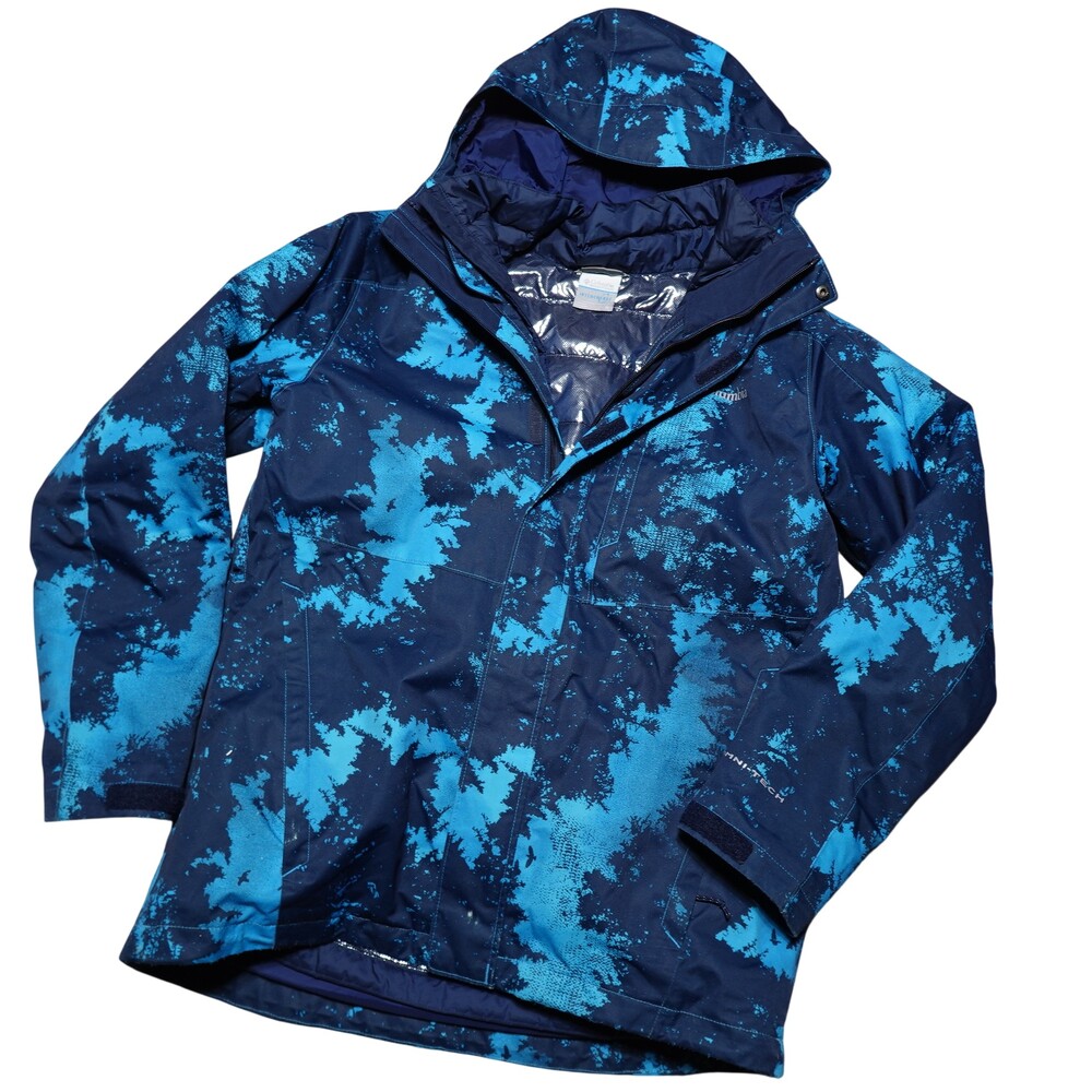 Columbia Interchange Jacket Mens Medium Blue Omni-Tech 3-in-1 Hooded Ski Snow